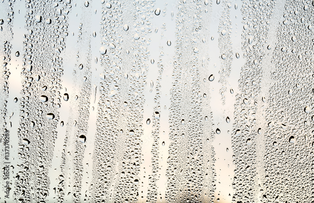 water drops on glass window - obrazy, fototapety, plakaty 