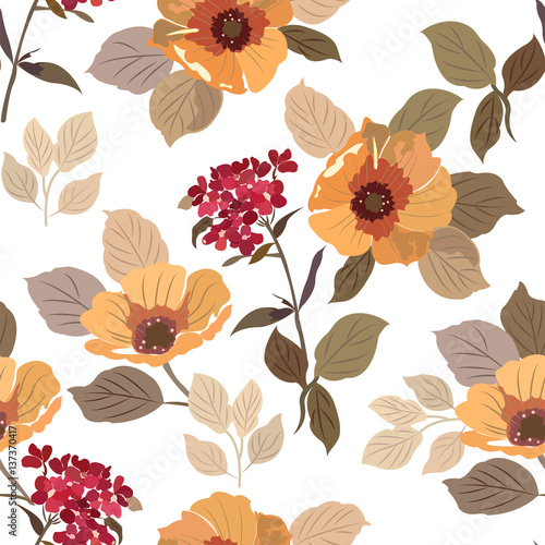 pattern with summer flowers poppies