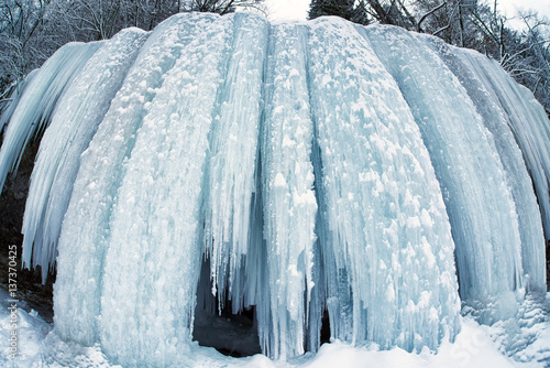 Frozen waterfall. Icefall Siklava skala, Slovakia photo