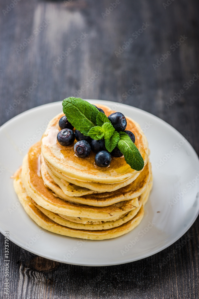 Pancakes with blueberries Pancakes with blueberries