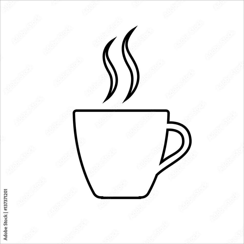 Espresso line icon. Strong coffee in espresso cup and smoke. Vector