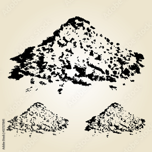 Pile of sand isolated on white. Hand drawn design element. Vector illustration.