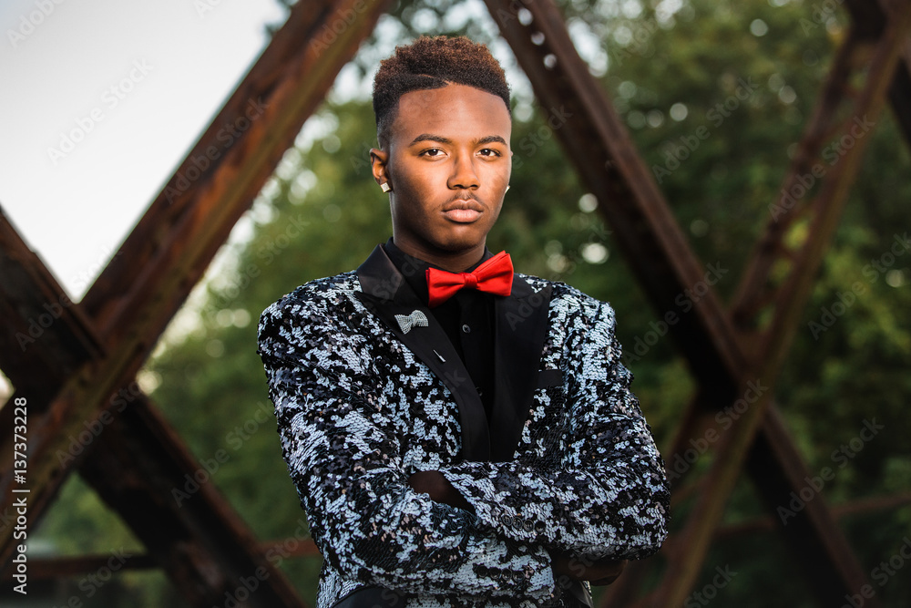 African American Teenage Male Model Formal Fashion Stock Photo