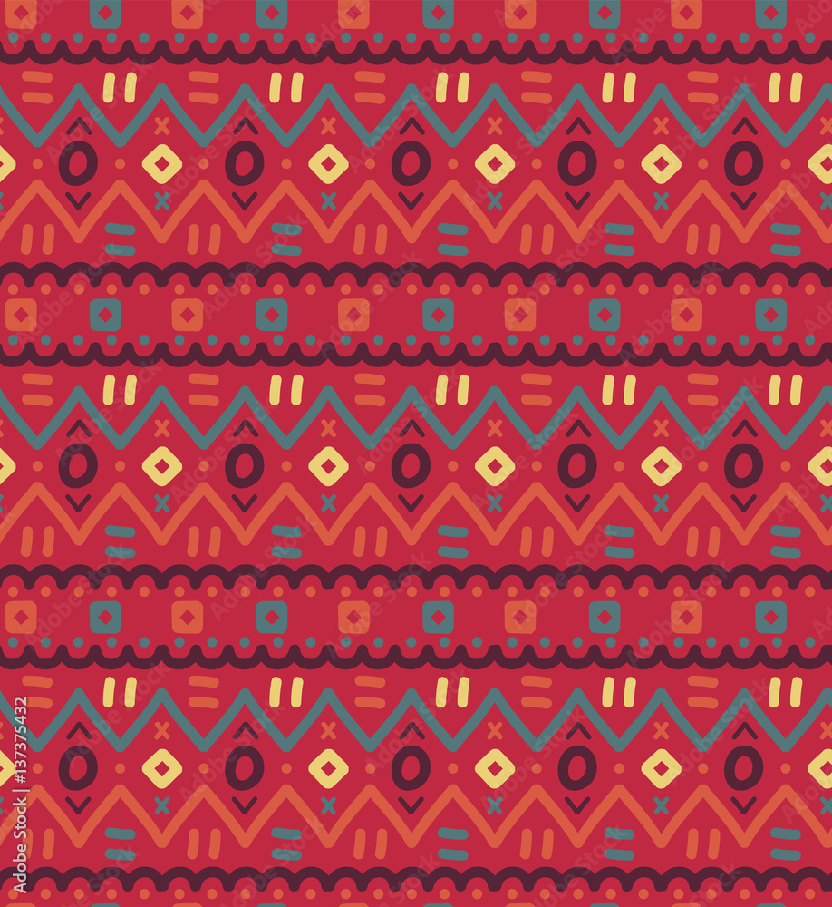 Ethnic textile decorative ornamental striped seamless pattern in vector.