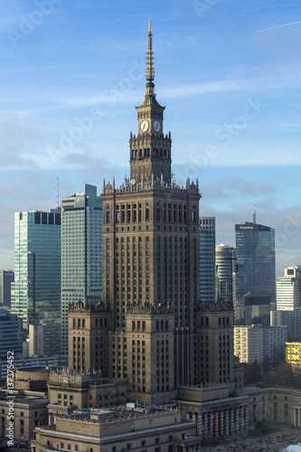 Warsaw city with skyscrapers.