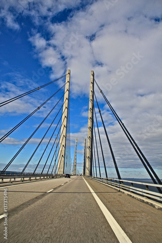the concrete bridge through the river