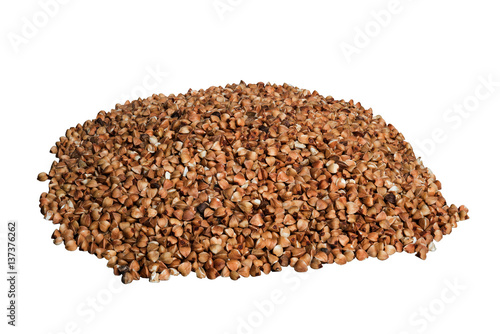 Raw buckwheat isolated on white background