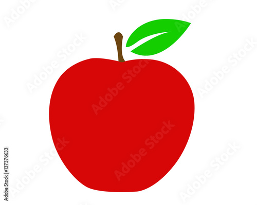 mela rossa con foglia disegno vettoriale photo