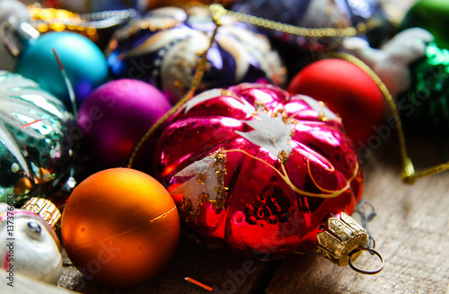 Принти на полотні Christmas decorations on a wooden table 17