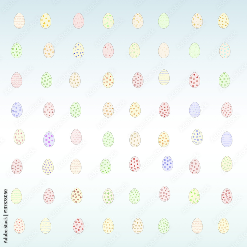 Easter Egg Background made up of many different and colorful easter eggs.