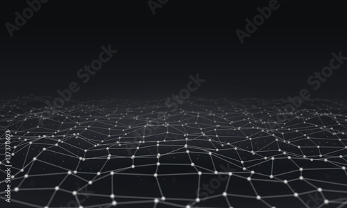 Futuristic polygonal shape in virtual reality. Abstract background. High technology concept. 3D illustration.