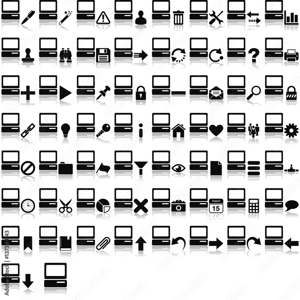 Computer mit Overlays und Spiegelungseffekt Computer mit Overlays und Spiegelungseffekt