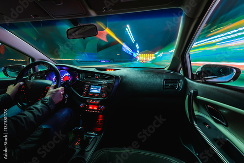 Fototapeta Naklejka Na Ścianę i Meble -  DRIVING IN THRU NIGHT