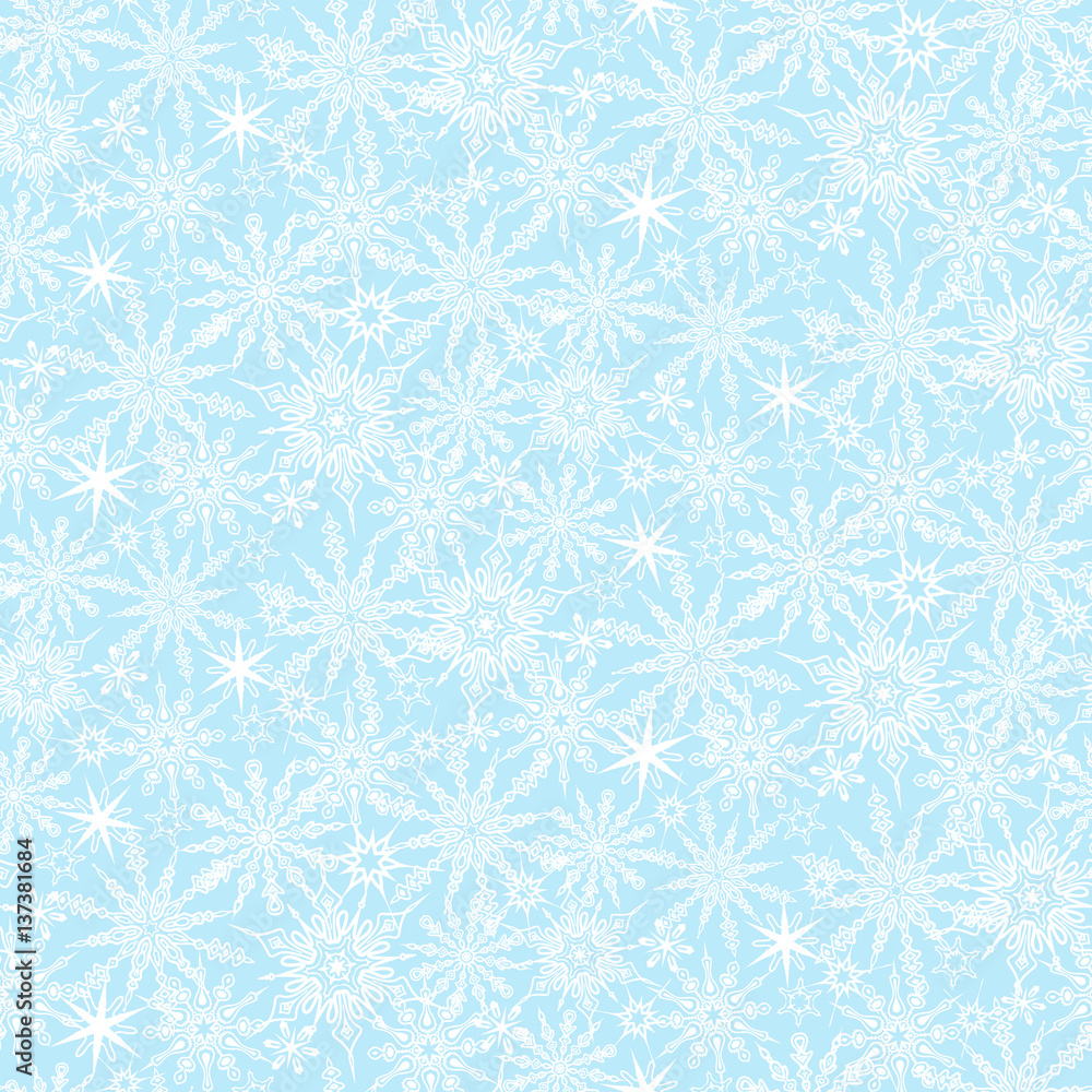 Winter pattern with various falling snowflakes Winter pattern with various falling snowflakes