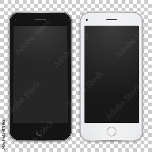 Set of black and white smart phone to present your app, design. Vector illustration.