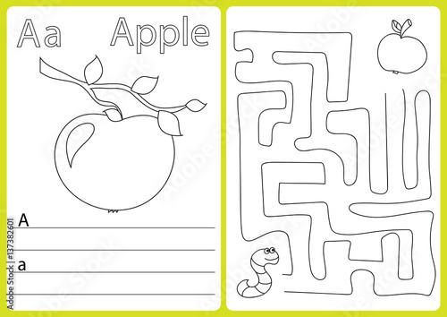 Alphabet A-Z - puzzle Worksheet, Exercises for kids - Coloring book