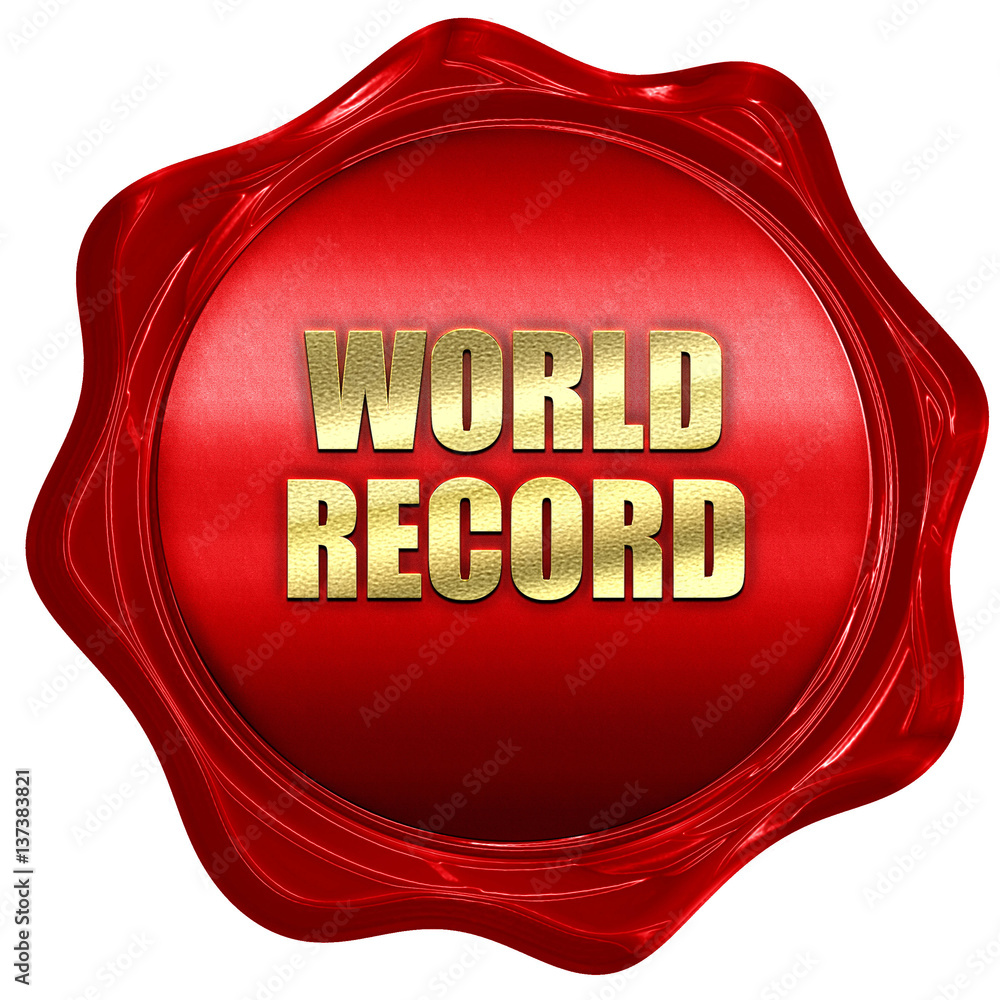 Εκτύπωση καμβά world record, 3D rendering, red wax stamp with text