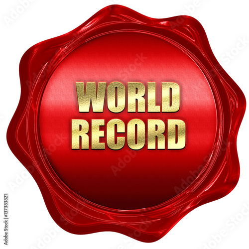 Bilde på lerret world record, 3D rendering, red wax stamp with text