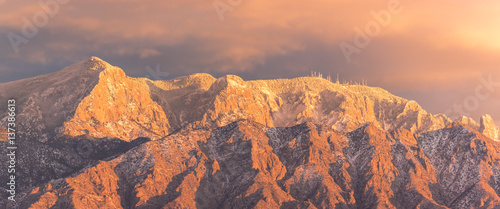 Sandia Mountains east of Rio Rancho New Mexico in winter photo