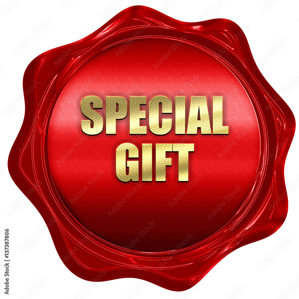 special gift, 3D rendering, red wax stamp with text special gift, 3D rendering, red wax stamp with text