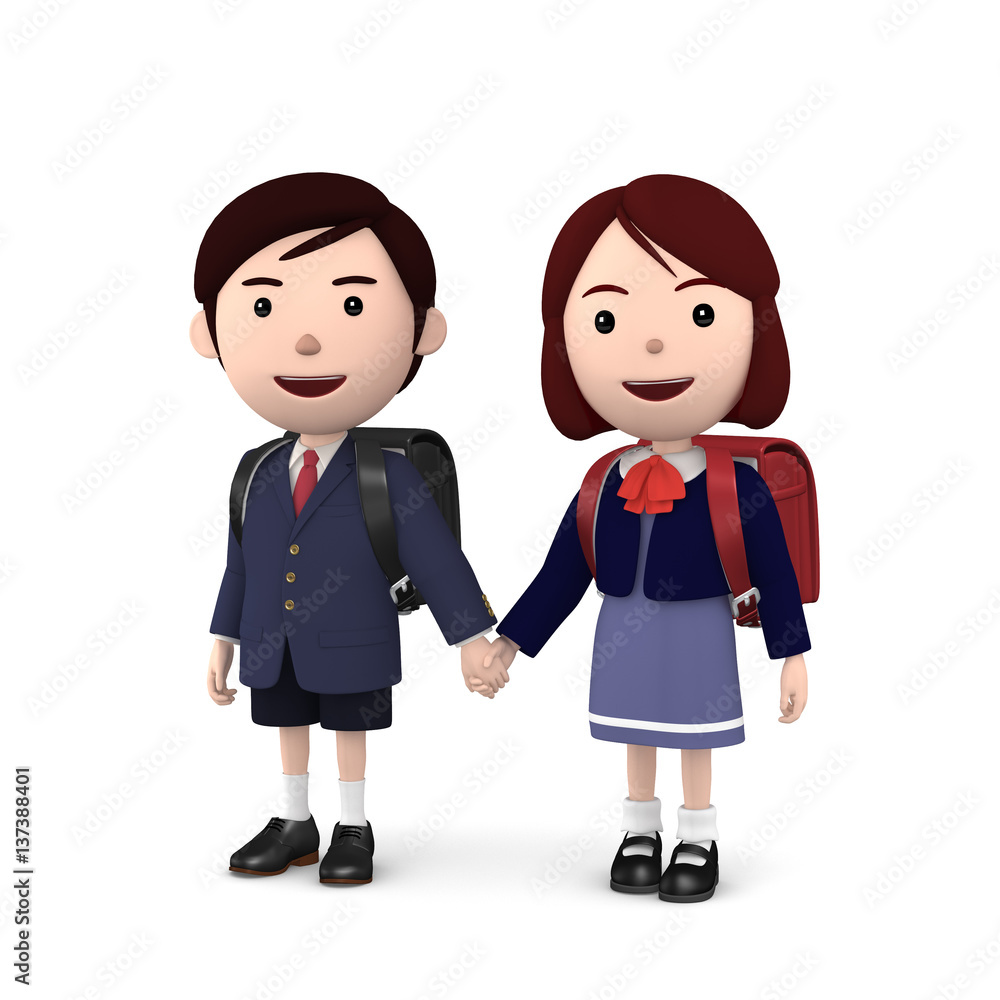 小学生入学式の男の子と女の子07 Stock Illustration | Adobe Stock