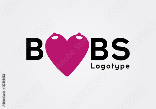 Cute Sex shop logo and badge design template. Sexy label. Vector xxx elements. Adult store symbol, icon - boobs.