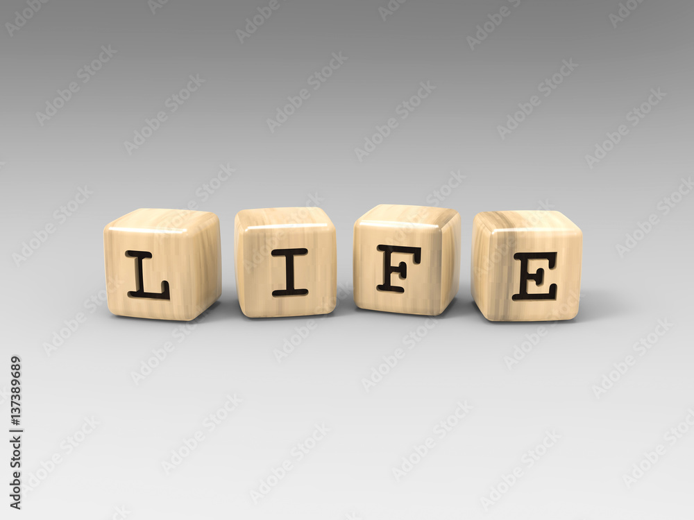 3D illustration wooden cubes life 3D illustration wooden cubes life