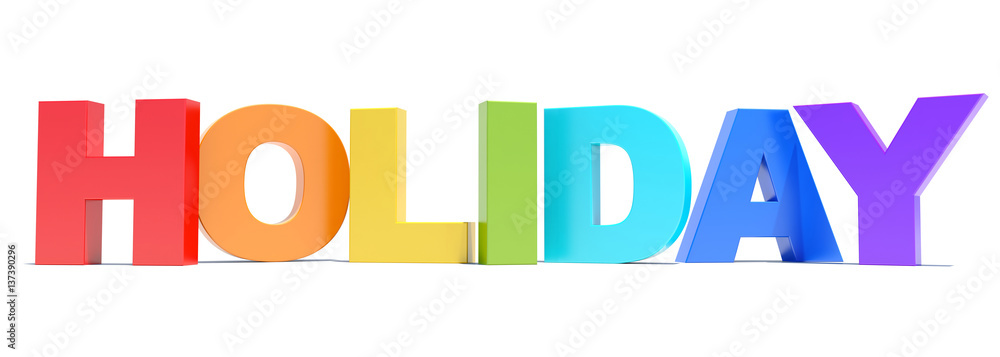 Holiday colorful text on wide banner 3D render