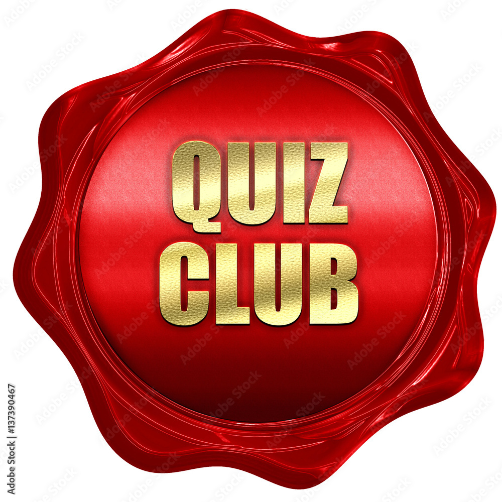 quiz club, 3D rendering, red wax stamp with text quiz club, 3D rendering, red wax stamp with text
