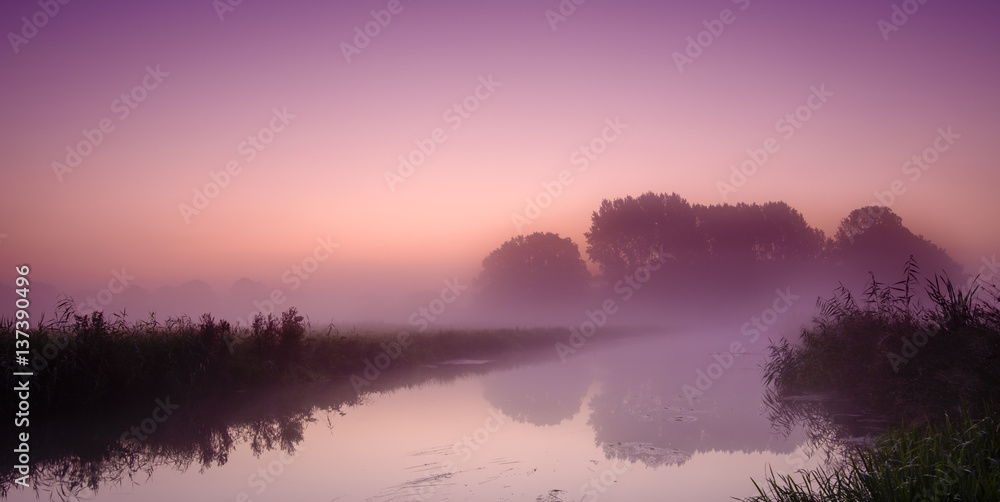 foggy morning landscape with beautiful colors