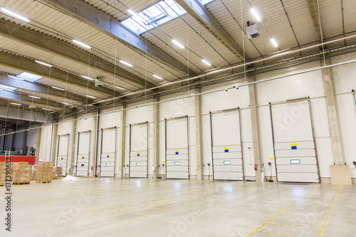 warehouse doors or gates and cargo boxes