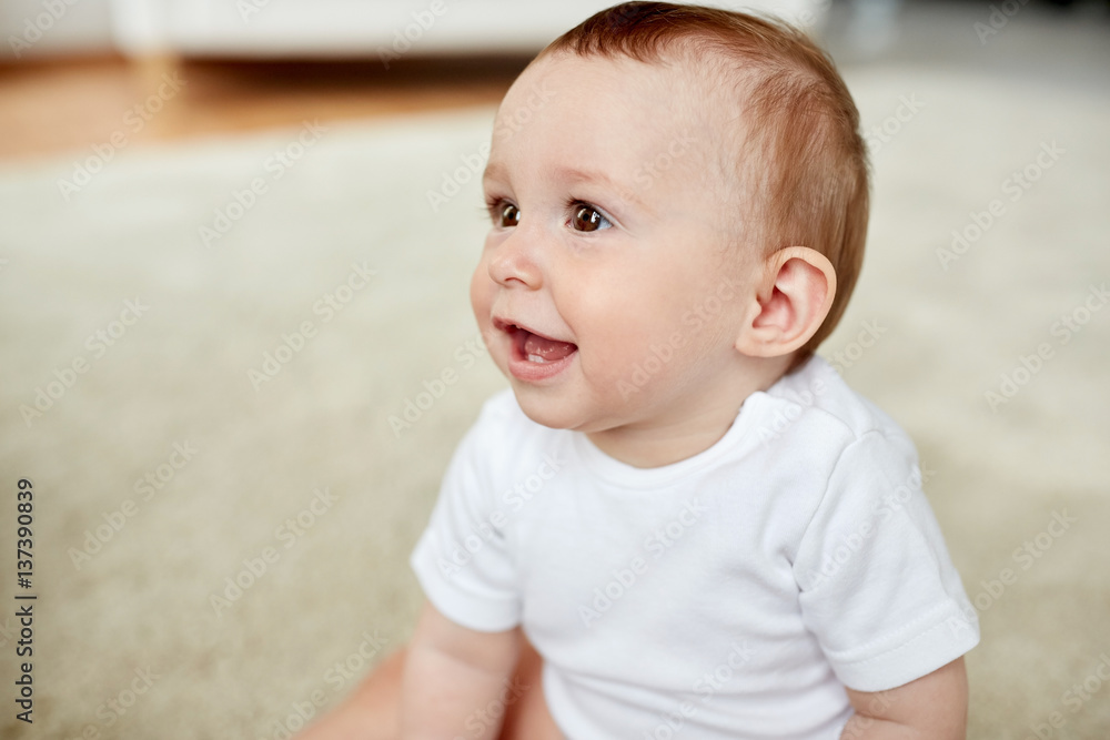 close up of happy little baby boy or girl at home close up of happy little baby boy or girl at home