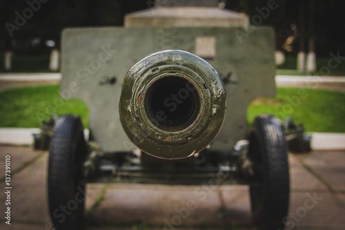 Artillery gun barrel closeup