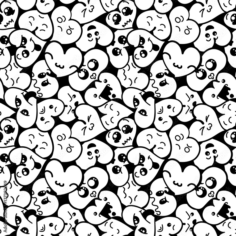Obraz premium Seamless heart background with emoji to the Saint Valentine's day