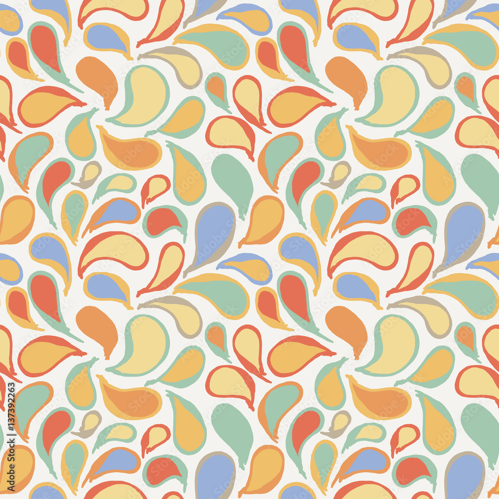 Vector seamless pattern of stylized leaves and petals