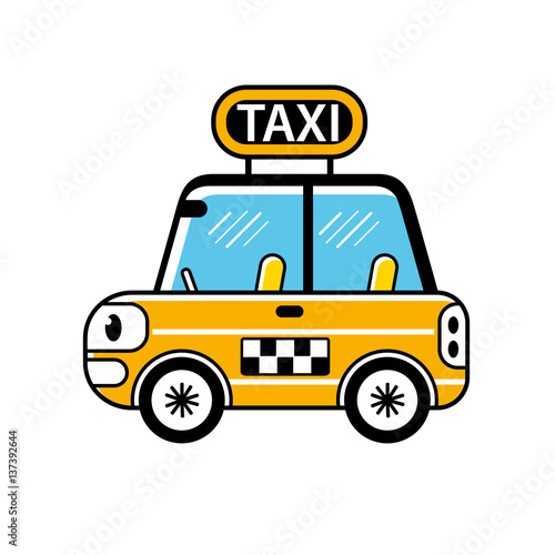 Cartoon taxi cab isolated.