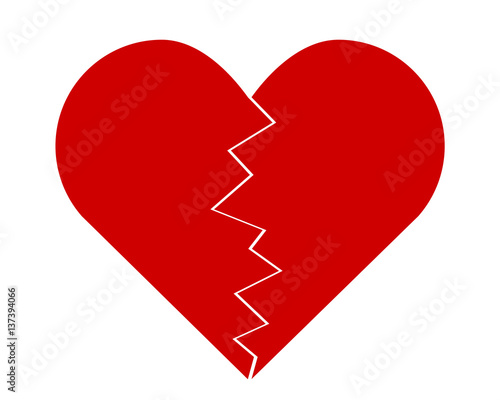 cuore spezzato rosso disegno vettoriale