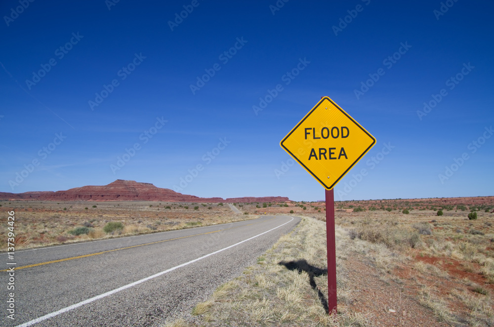 Flood Area Sign in Desert