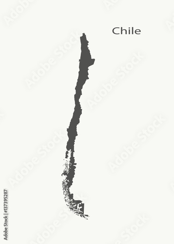 Outline map of Chile. vector illustration.