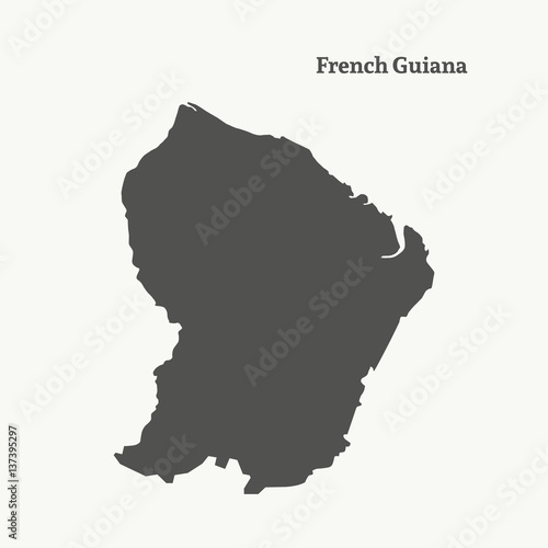 Outline map of French Guiana. vector illustration.