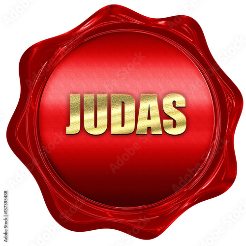 Принти на полотні judas, 3D rendering, red wax stamp with text