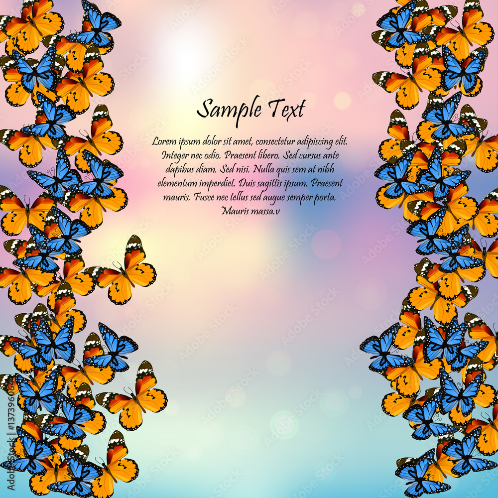 spring background with butterflies Stock Vector | Adobe Stock