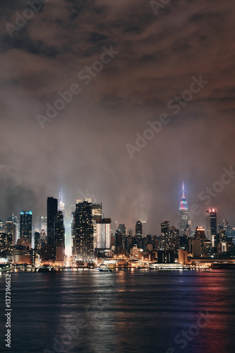 Manhattan midtown skyline at night