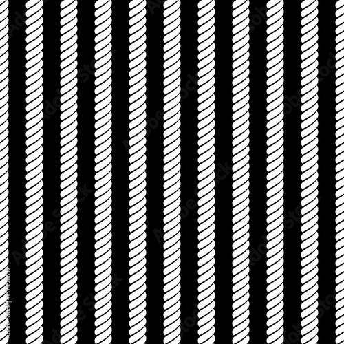 Vector seamless grey pattern with rope Symmetrical background Graphic illustration. Template for wrapping, backgrounds, fabric, prints, decor, surface. Black and white