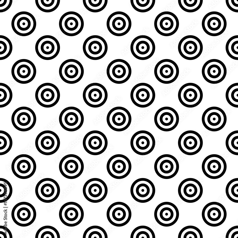 Abstract background seamless mosaic of concentric circles in diagonal arrangement. Retro design vector wallpaper.