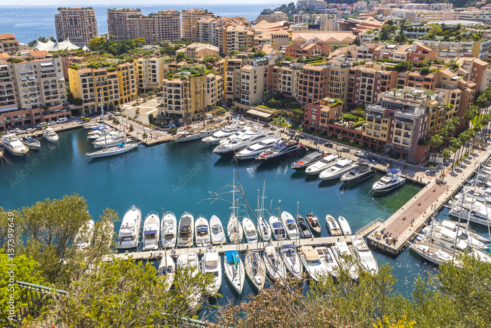 Panoramic view of Port de Fontvieille, Principality of Monaco