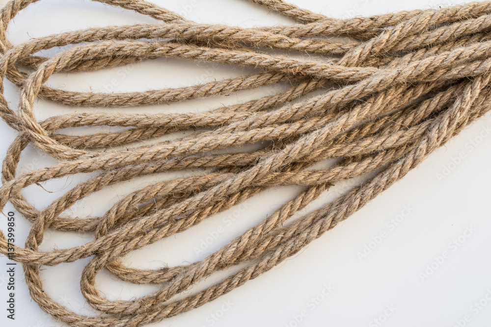 rope made from flax loop, abstract background, closeup