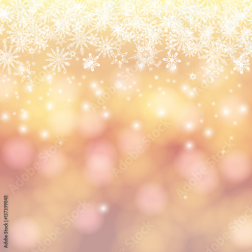 Vector card with Chrismas lights and snow