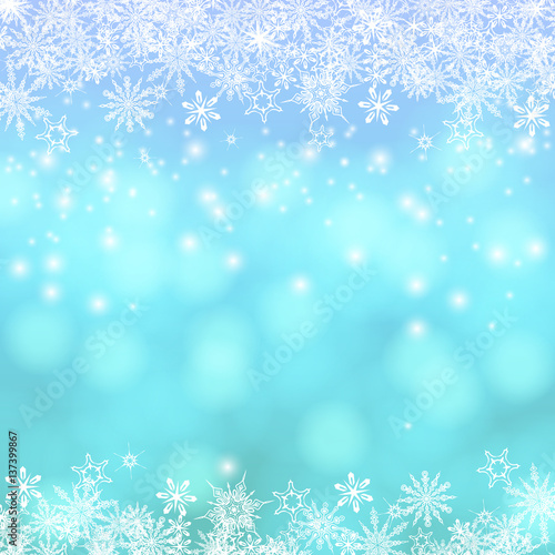 Vector card with Chrismas lights and snow