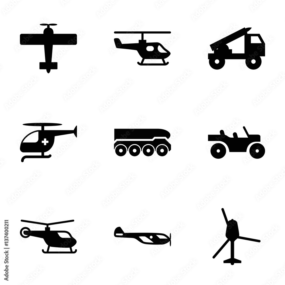 Set of 9 helicopter filled icons